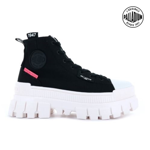 Chaussures Plateforme Palladium Revolt Hi TX Femme Noir Blanche | FR NED593Q